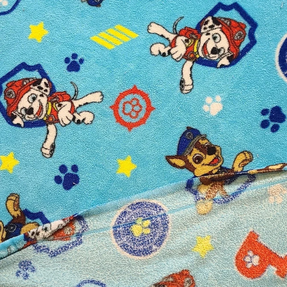 Paw Patrol XL Blue Plush Toddler Blanket with Satin Trim Edge 43x48 SEAM TLC